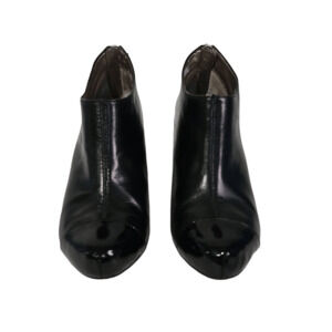 Easy Spirit Women's Size 7 Zip Up Bootie Heels Black Faux Patent Leather